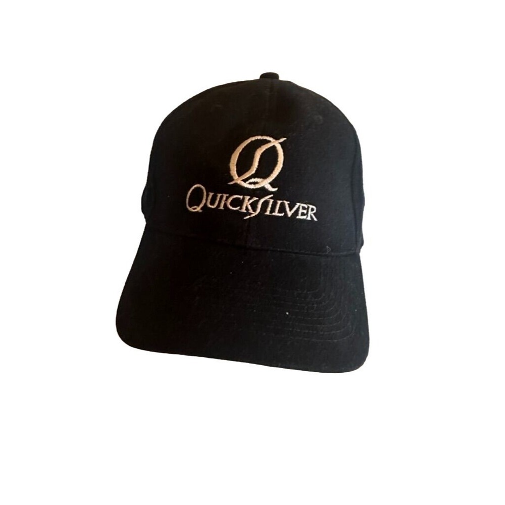 Quiksilver Hat Black Baseball Cap Embroidered Logo Adjustable Strapback Casual